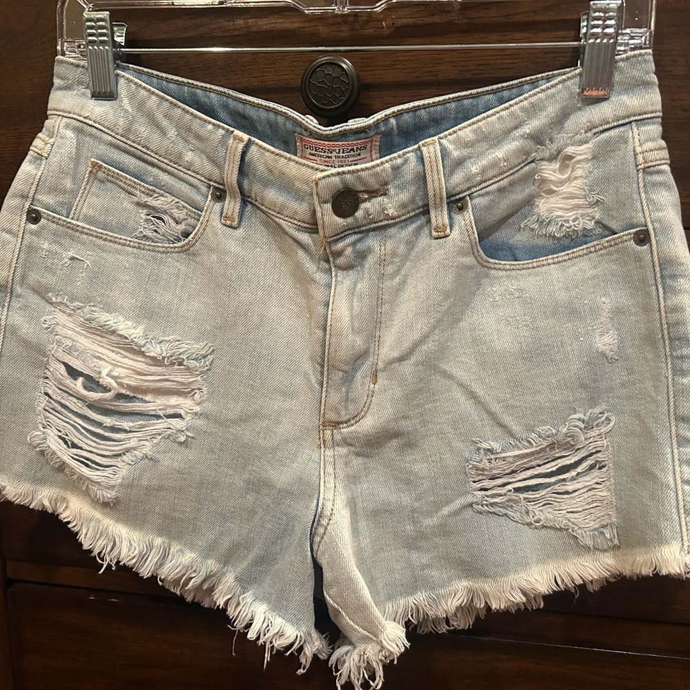 Guess High waisted denim shorts.